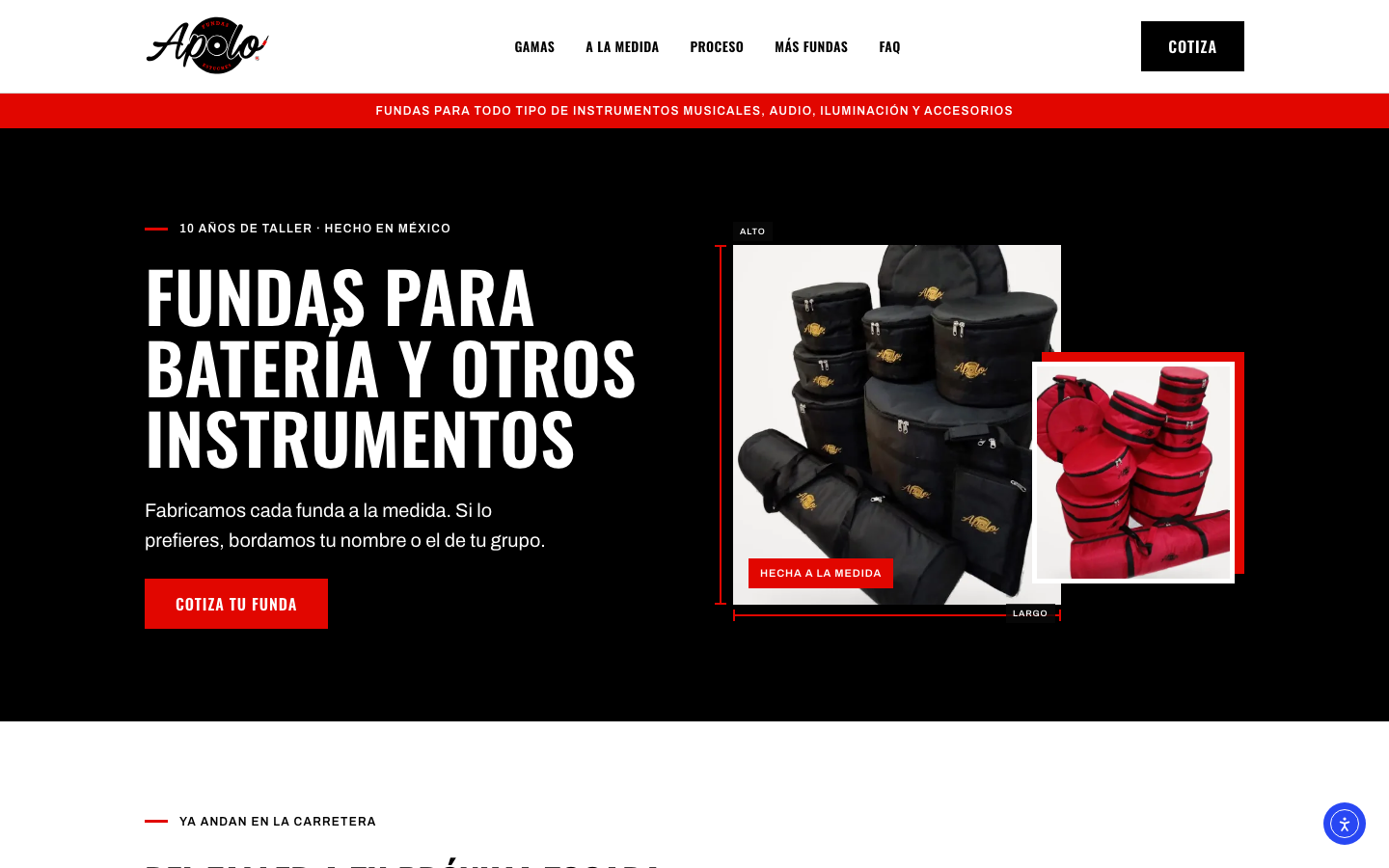 Sitio web de Apolo Fundas y Estuches, fabricante de fundas para instrumentos